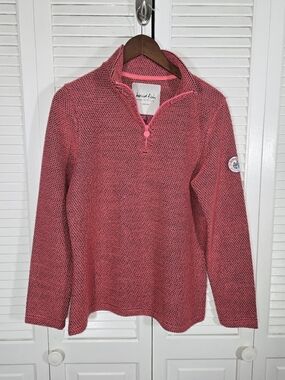 Weird Fish Beye 1/4 Zip Grid Relaxed Fit High Neck Fleece Fabric Sweater Sz 12